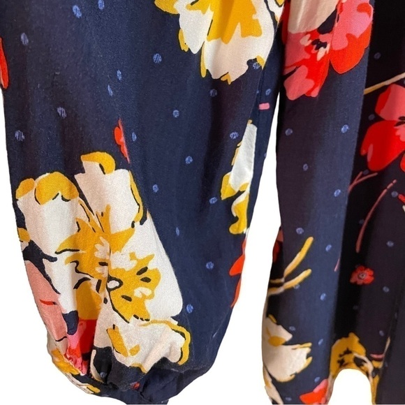 Old Navy Multicolored Lace-up Front Babydoll Tunic Blue Floral dress XL - Picture 6 of 9